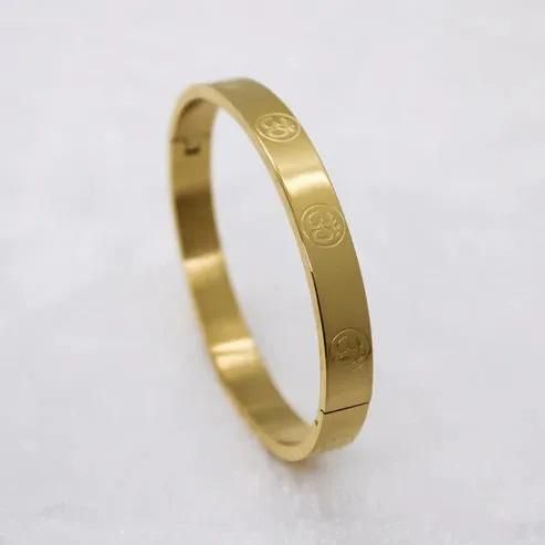 Carved Om 24K Gold Plated Bracelet