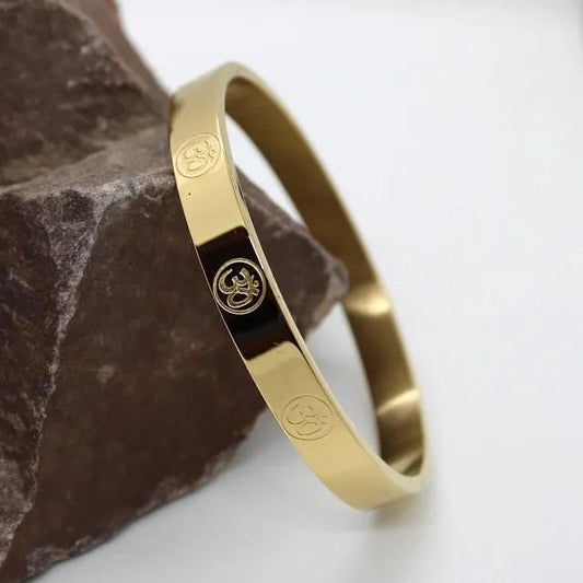 Carved Om 24K Gold Plated Bracelet